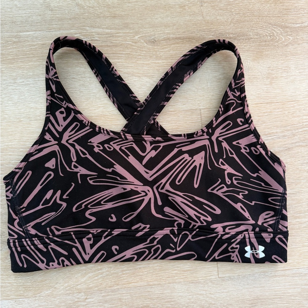 Under Armour Women's Graphic Black and Pink Sports Bra Medium